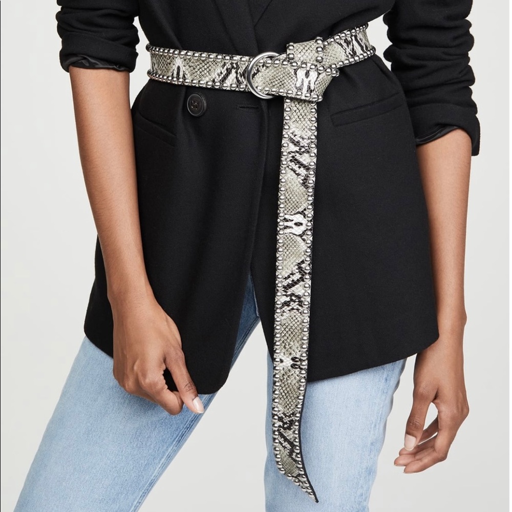 B-Low the Belt - Mia Moto Python snakeskin O/S wrap belt (silver/white)